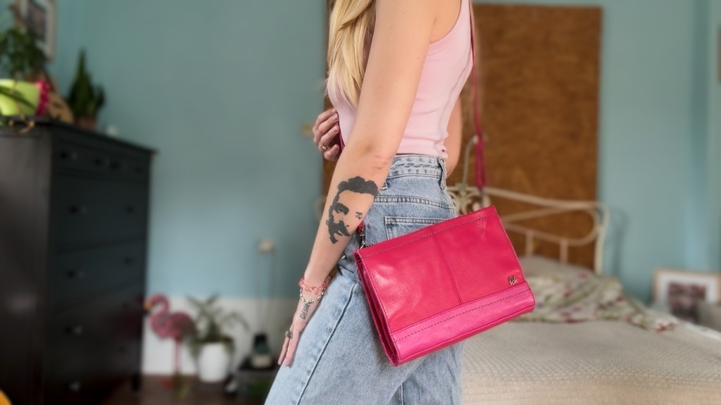 The Sak 3-Way Demi Leather Bag in color Flamingo