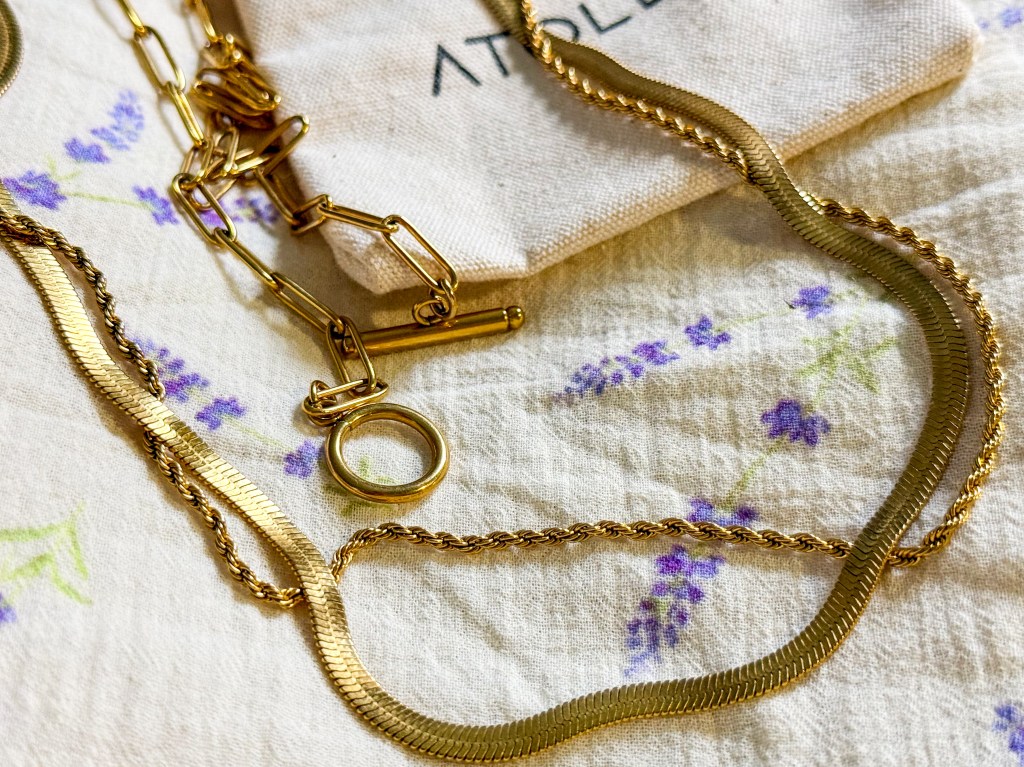 Two Atolea 18k gold plated waterproof necklaces